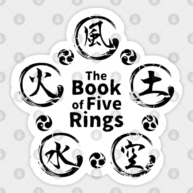 The Book of Five Rings (Crest V.3 BLACK) Miyamoto Musashi Sticker by Rules of the mind